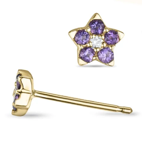 Blumen amethyst diamantohrringe in 9 karat gold mit diamanten und amethysten