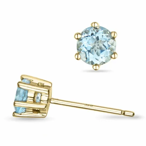 2 x 0,40 ct Aquamarin Solitärohrstecker in 9 Karat Gold mit Aquamarin 