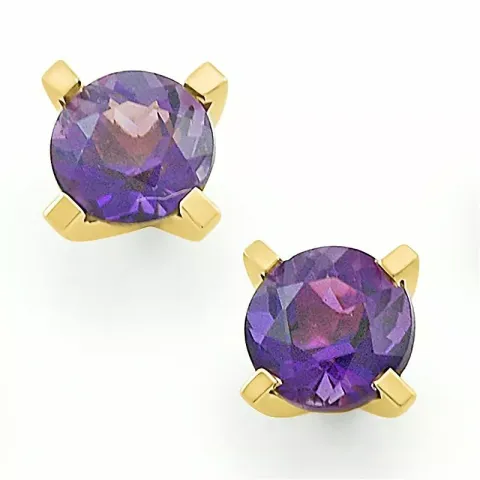 2 x 0,25 ct Amethyst Solitärohrstecker in 9 Karat Gold mit Amethyst 