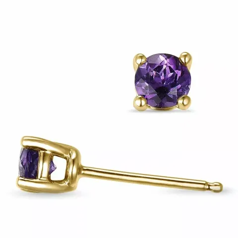 Amethyst Solitärohrstecker in 9 Karat Gold mit Amethyst 