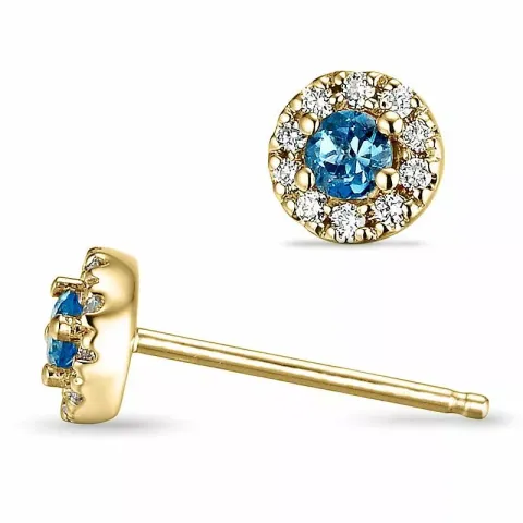 runden Topas Diamantohrringe in 9 Karat Gold mit Diamant und Topas