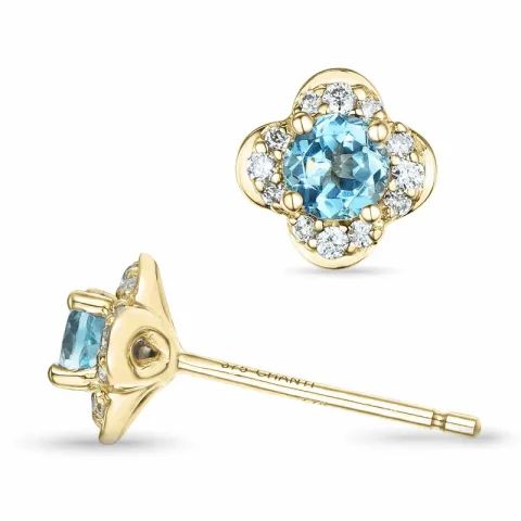 Blumen Topas Brillantohrringen in 9 Karat Gold mit Topas und Diamant
