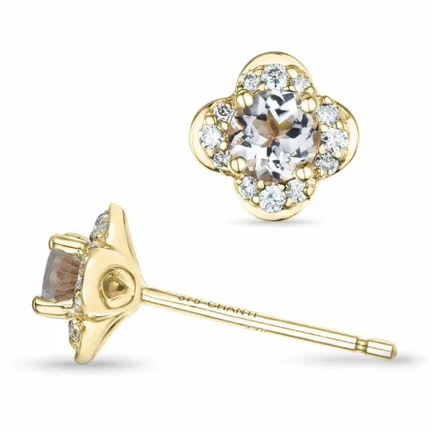 Blumen morganit Brillantohrringen in 9 Karat Gold mit morganit und Diamant