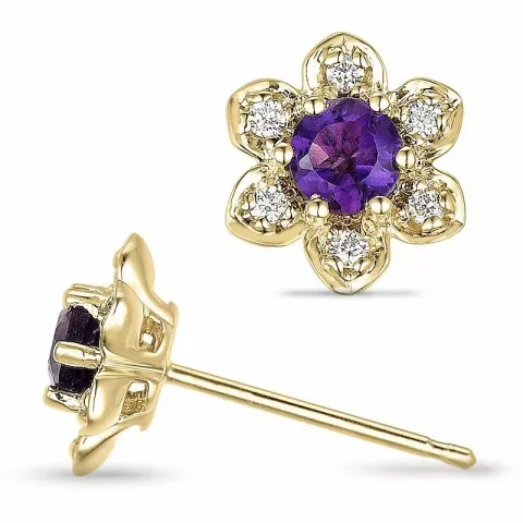 Blumen amethyst diamantohrringe in 9 karat gold mit diamanten und amethysten 