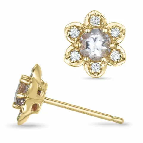 Blumen morganit Brillantohrringen in 9 Karat Gold mit morganit und Diamant 