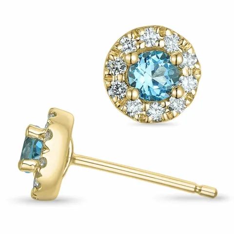 runden Topas Brillantohrringen in 9 Karat Gold mit Topas und Diamant