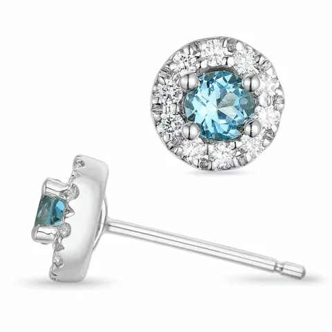 runden Topas Brillantohrringen in 9 Karat Weißgold mit Topas und Diamant
