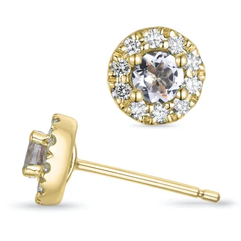 runden morganit Brillantohrringen in 9 Karat Gold mit morganit und Diamant 