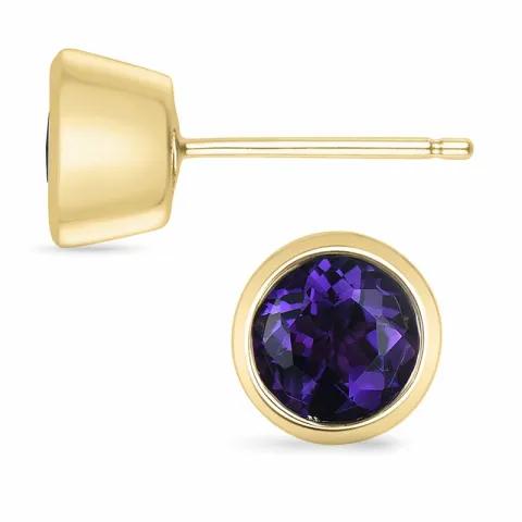 2 x 0,80 ct Amethyst Solitärohrstecker in 9 Karat Gold mit Amethyst