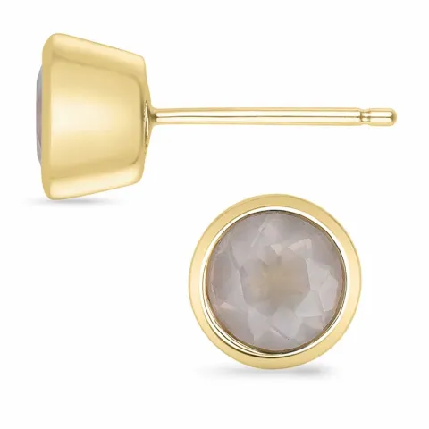 2 x 0,80 ct runden Rosenquarz Solitärohrstecker in 9 Karat Gold mit Rosenquarz