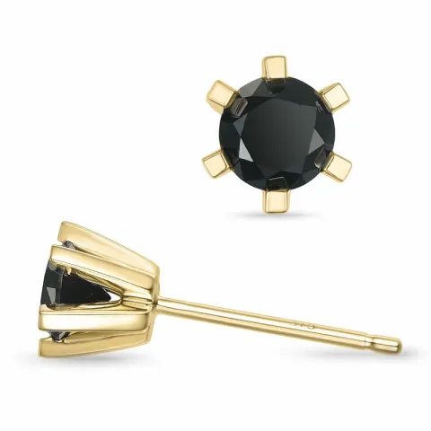 2 x 0,34 ct schwarzem Diamant Solitärohrstecker in 9 Karat Gold mit schwarz Diamant