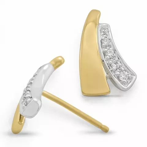 Diamant Ohrringe in 9 Karat Gold und Weißgold mit Diamant 