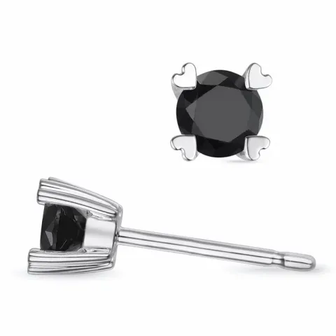 2 x 0,20 ct schwarzem Diamant Solitärohrstecker in 9 Karat Weißgold mit schwarz Diamant