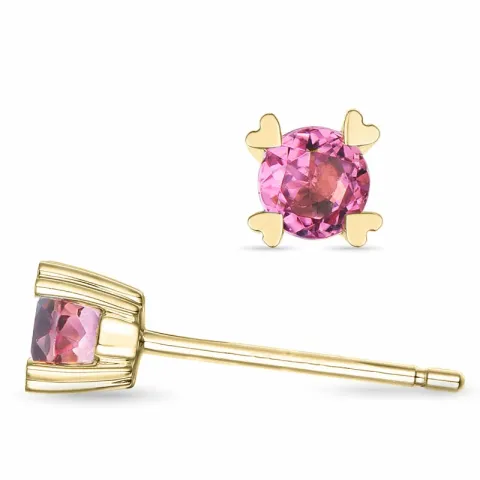 2 x 0,22 ct pink Turmalin Solitärohrstecker in 9 Karat Gold mit Turmalin 