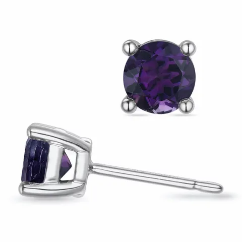 2 x 0,47 ct Amethyst Solitärohrstecker in 9 Karat Weißgold mit Amethyst