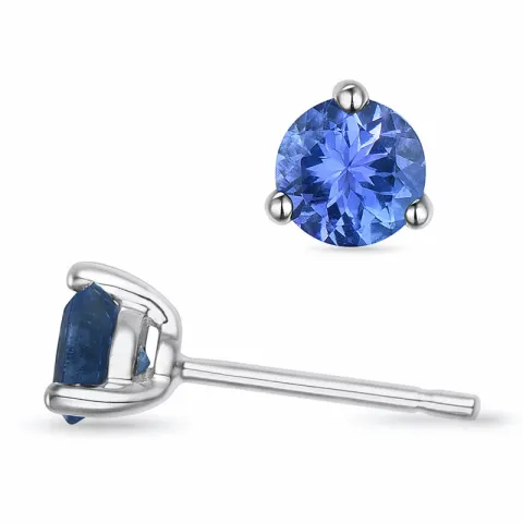 2 x 0,40 ct Tansanit Solitärohrstecker in 9 Karat Weißgold mit Tansanit