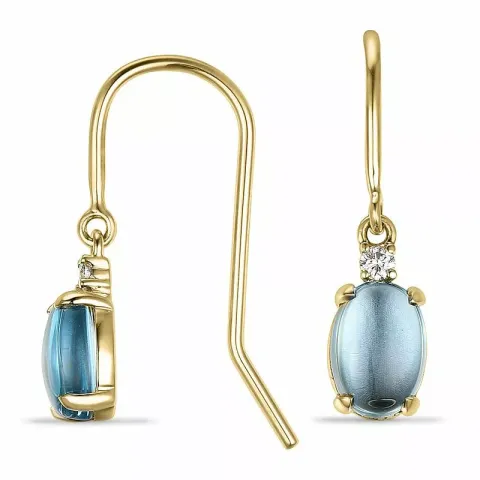ovalen Topas Diamantohrringe in 9 Karat Gold mit Diamant und Topas