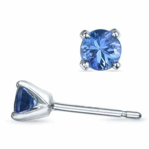 2 x 0,24 ct Tansanit Solitärohrstecker in 9 Karat Weißgold mit Tansanit