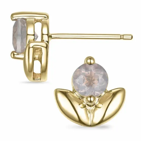 Blumen Rosenquarz Ohrstecker in 9 Karat Gold mit Rosenquarz