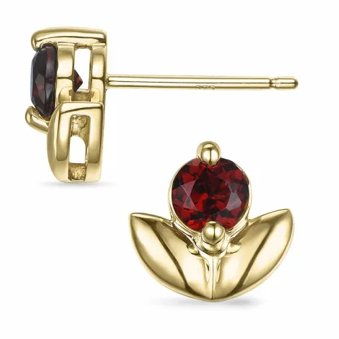 Blumen Granat Ohrstecker in 9 Karat Gold mit Granat