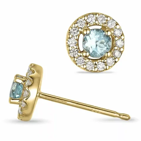 runden Topas Diamantohrringe in 9 Karat Gold mit Diamant und Topas