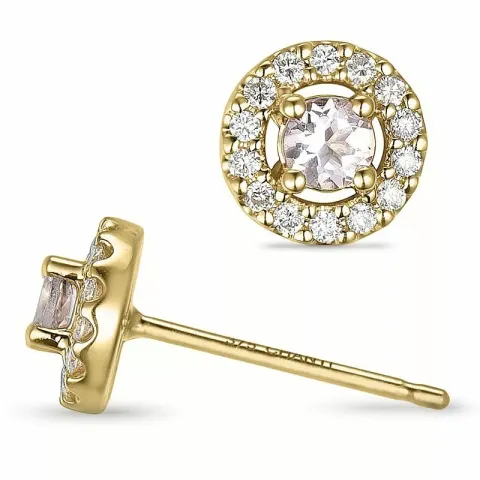 runden morganit Diamantohrringe in 9 Karat Gold mit Diamant und morganit 