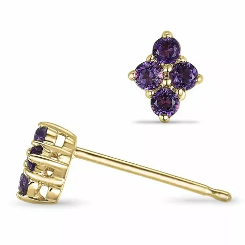 viereckigem Amethyst Ohrstecker in 9 Karat Gold mit Amethyst