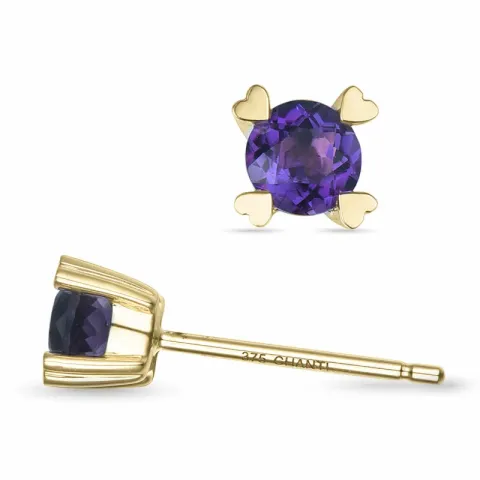 2 x 0,25 ct Amethyst Solitärohrstecker in 9 Karat Gold mit Amethyst