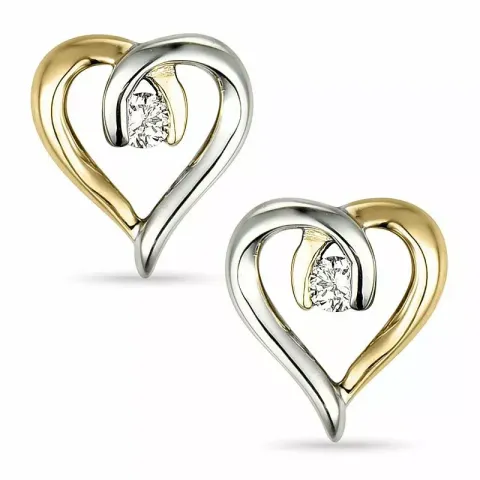 Herz Diamant Ohrringe in 9 Karat Gold und Weißgold mit Diamant 