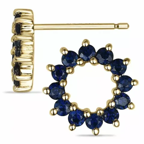 runden Ohrringe in 9 Karat Gold mit Saphir