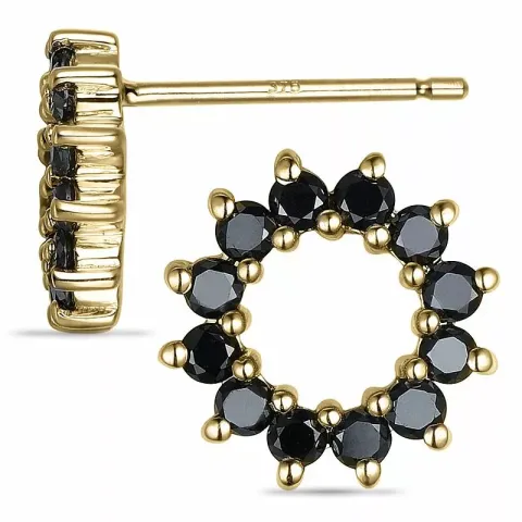 runden schwarzem Diamantohrringe in 9 Karat Gold mit schwarz Diamant