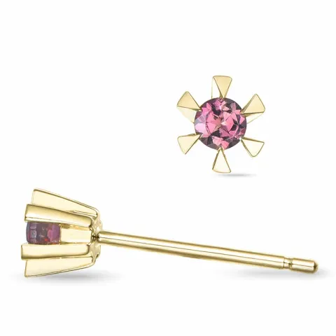 2 x 0,05 ct pink Turmalin Solitärohrstecker in 9 Karat Gold mit Turmalin 