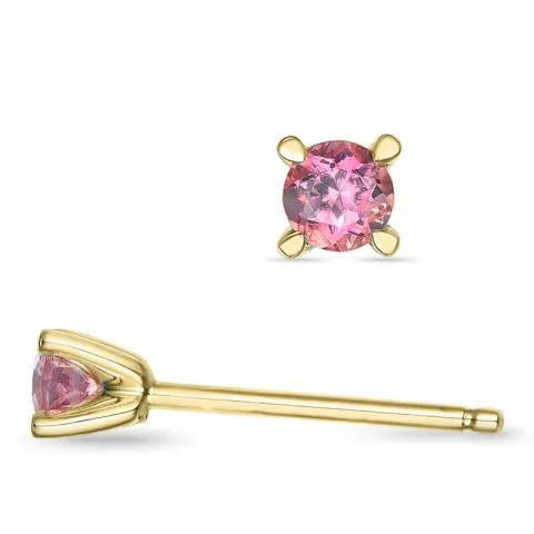 2 x 0,10 ct pink Turmalin Solitärohrstecker in 9 Karat Gold mit Turmalin