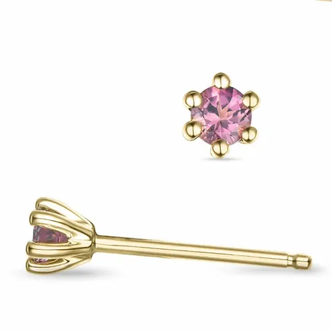 2 x 0,10 ct pink Turmalin Solitärohrstecker in 9 Karat Gold mit Turmalin 