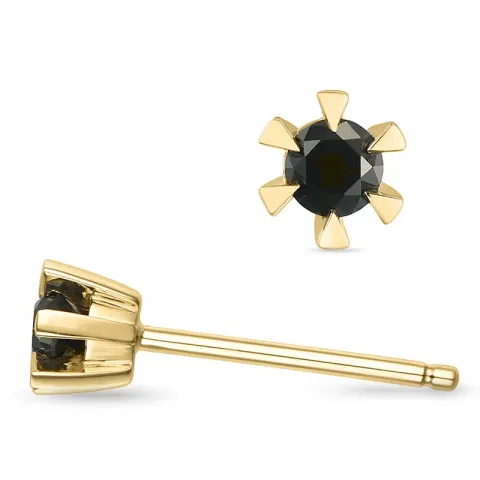 2 x 0,10 ct schwarzem Diamant Solitärohrstecker in 9 Karat Gold mit schwarz Diamant