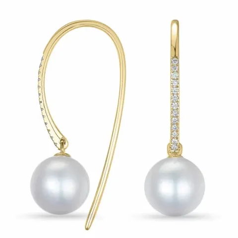 Perle Ohrringe in 9 Karat Gold mit Diamant 