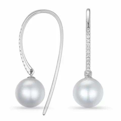 Perle Diamantohrringe in 9 Karat Weißgold mit Diamant 