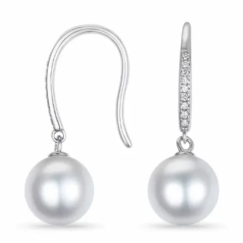 Perle Diamantohrringe in 9 Karat Weißgold mit Diamant 