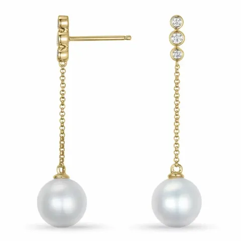 Perle Diamantohrringe in 9 Karat Gold mit Diamant 