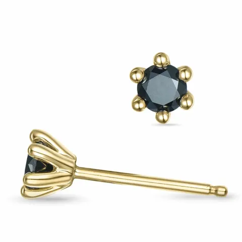 2 x 0,20 ct schwarzem Diamant Solitärohrstecker in 9 Karat Gold mit schwarz Diamant