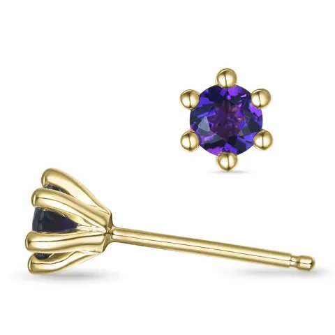 2 x 0,25 ct Amethyst Solitärohrstecker in 9 Karat Gold mit Amethyst 