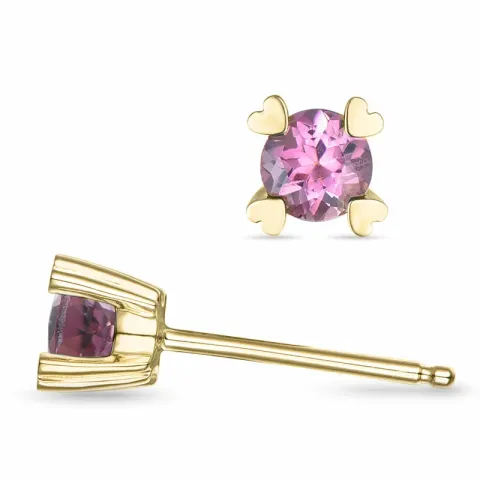 2 x 0,28 ct pink Turmalin Solitärohrstecker in 9 Karat Gold mit Turmalin 