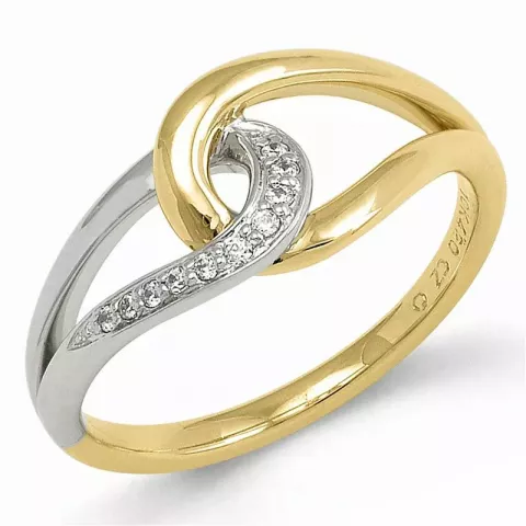 Abstraktem diamant ring in 9 karat gold- und weißgold 0,05 ct