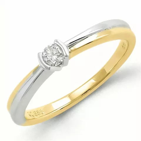 runder Diamant Ring in 9 Karat Gold- und Weißgold 0,10 ct