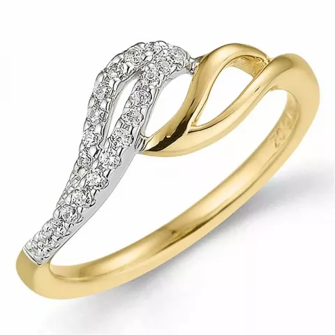 Elegant diamant ring in 9 karat gold- und weißgold 0,13 ct
