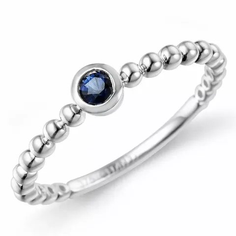 runder blauem Saphir Ring in 9 Karat Weißgold 0,14 ct