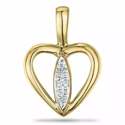 Herz Diamant Anhänger in 9 karat Gold- und Weißgold 0,007 ct