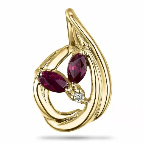 Blumen Rubin Diamantanhänger in 9 karat Gold 0,009 ct 0,22 ct