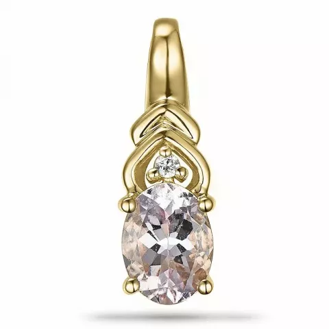 Ovaler morganit diamantanhänger in 9 karat gold 0,01 ct 1,28 ct
