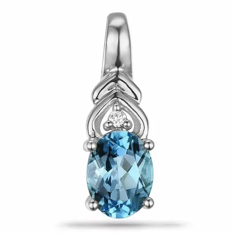Ovaler topas diamantanhänger in 9 karat weißgold 0,01 ct 1,70 ct